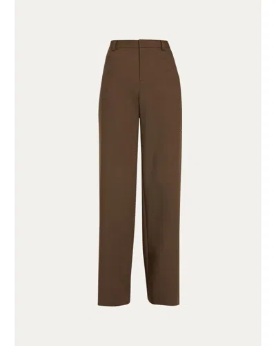 Vince Studded Mid-rise Wide-leg Trousers In Brown