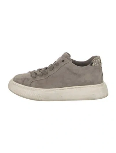 Pre-owned Vince Suede Animal Print Sneakers In Grey