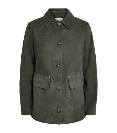 Vince Suede Barn Jacket In Green