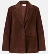 Vince Womens Chocolate Regular-fit Notch-lapel Suede Blazer In Brown