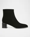 Vince Suede Block-heel Ankle Booties In Black