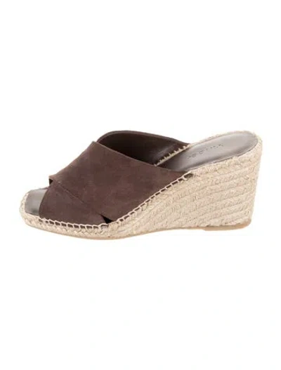 Pre-owned Vince Suede Braided Accents Mules In Brown