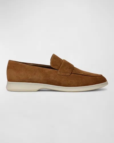 Vince Suede Casual Sporty Loafers In Elm Wood Brown Suede