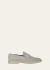 Vince Suede Casual Sporty Loafers In Fog Grey Suede