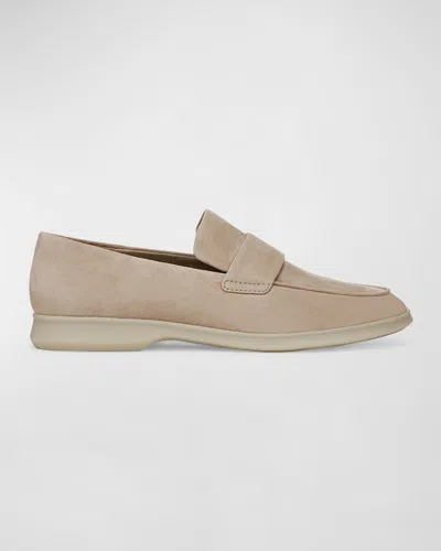 Vince Suede Casual Sporty Loafers In Taupe Clay Beige Suede
