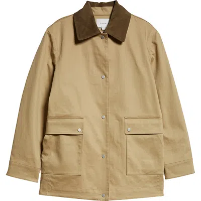 Vince Suede Collar Stretch Cotton Utility Jacket In Beachwood