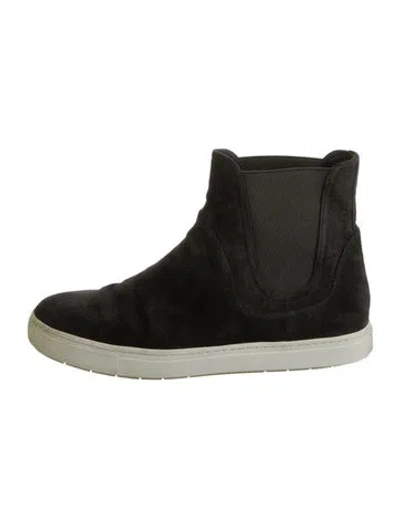 Pre-owned Vince Suede Colorblock Pattern Chelsea Boots In Black