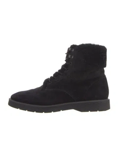 Pre-owned Vince Suede Combat Boots In Black