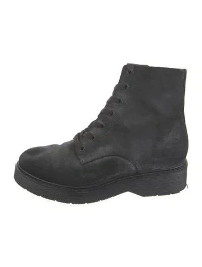 Pre-owned Vince Suede Combat Boots In Black