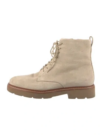 Pre-owned Vince Suede Combat Boots In Gray