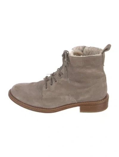 Pre-owned Vince Suede Combat Boots In Gray