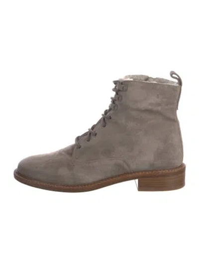 Pre-owned Vince Suede Combat Boots In Neutral