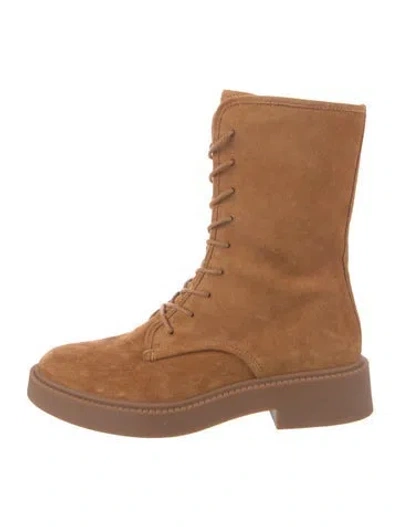 Pre-owned Vince Suede Combat Boots In Neutral