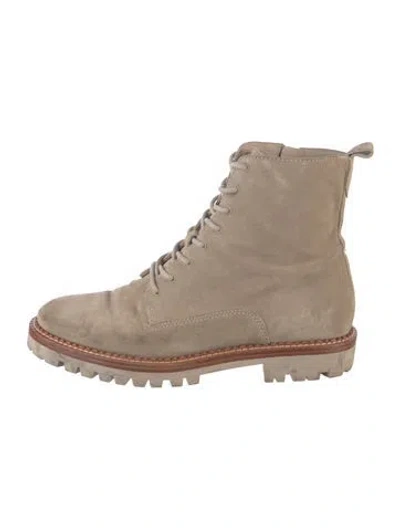 Pre-owned Vince Suede Combat Boots In Neutral