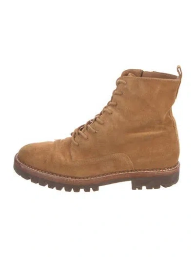 Pre-owned Vince Suede Combat Boots In Neutral