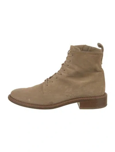 Pre-owned Vince Suede Combat Boots In Neutral