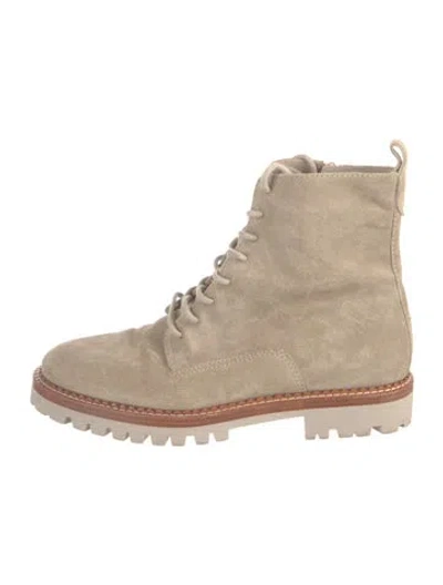 Pre-owned Vince Suede Combat Boots In Neutrals