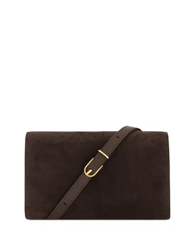 Vince Suede Crossbody Wallet In Brown