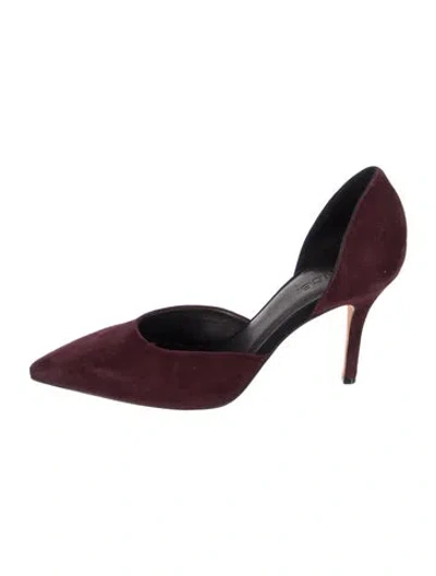 Pre-owned Vince Suede D'orsay Pumps In Burgundy