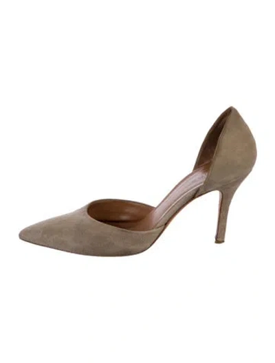 Pre-owned Vince Suede D'orsay Pumps In Neutral