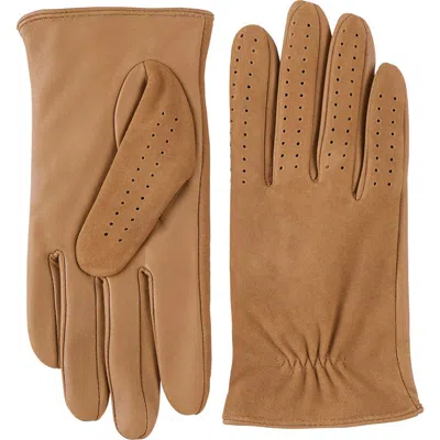 Vince Suede Driver Gloves In Yellow