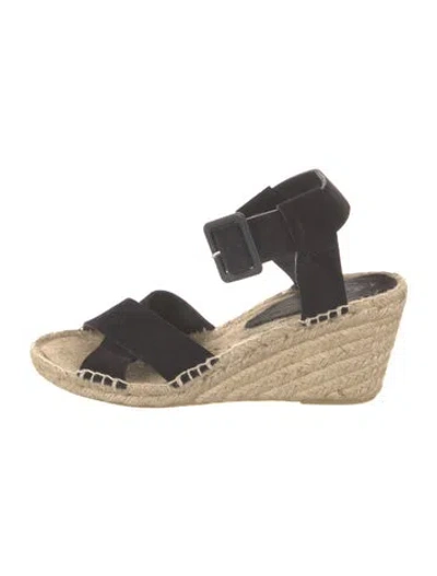 Pre-owned Vince Suede Espadrilles In Black