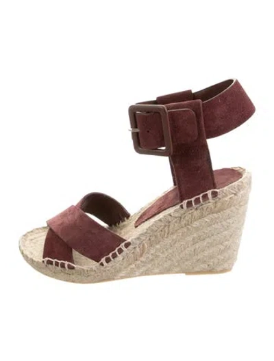 Pre-owned Vince Suede Espadrilles In Burgundy