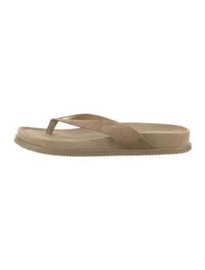Pre-owned Vince Suede Flip Flops In Neutral