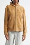 Vince Suede Hoodie In Sable