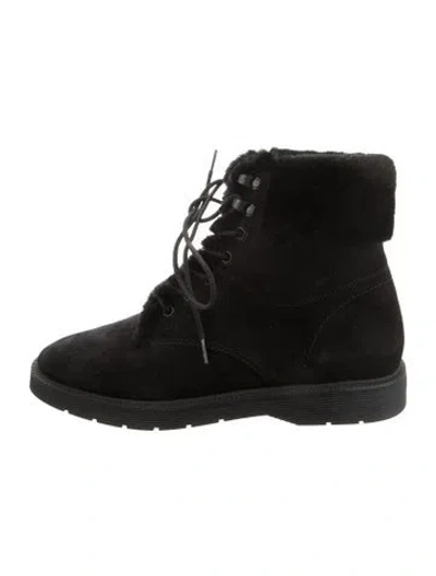 Pre-owned Vince Suede Lace-up Boots In Black