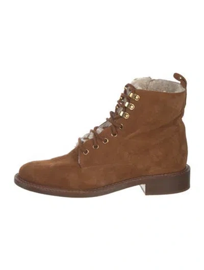 Pre-owned Vince Suede Lace-up Boots In Brown