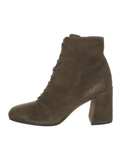Pre-owned Vince Suede Lace-up Boots In Green