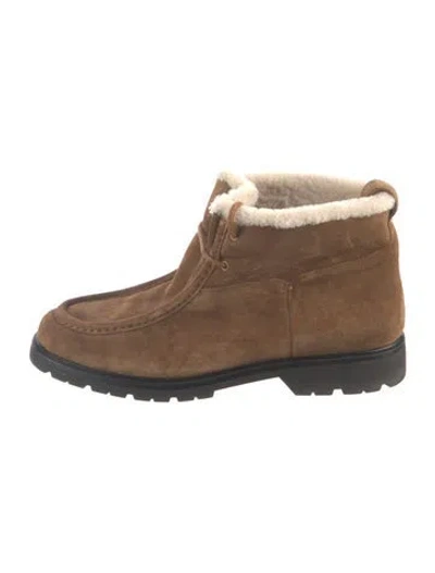 Pre-owned Vince Suede Lace-up Boots In Green