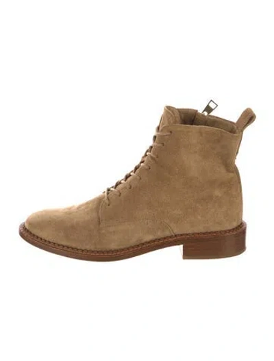 Pre-owned Vince Suede Lace-up Boots In Neutral