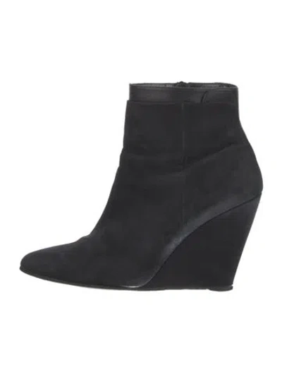 Pre-owned Vince Suede Leather Trim Embellishment Boots In Black