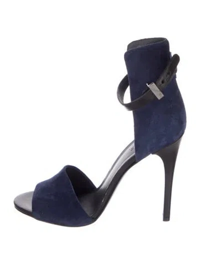 Pre-owned Vince Suede Leather Trim Embellishment D'orsay Pumps In Blue