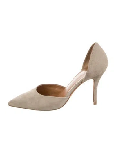 Pre-owned Vince Suede Leather Trim Embellishment D'orsay Pumps In Neutral