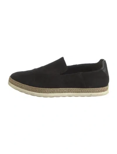 Pre-owned Vince Suede Leather Trim Embellishment Espadrilles In Black