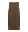 Vince Mid-rise Suede Midi Skirt In Brown