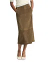 Vince Mid-rise Suede Midi Skirt In Hazel Vine