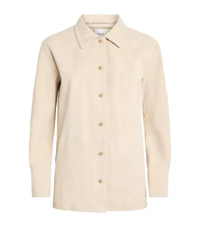 Vince Suede Overshirt In Beige