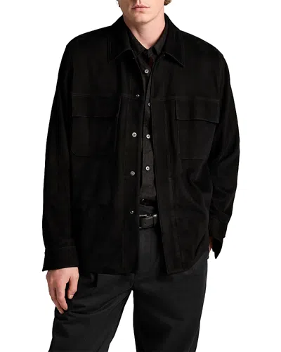 Vince Suede Shirt Jacket In Black