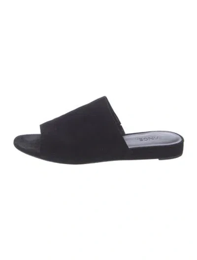 Pre-owned Vince Suede Slides In Black
