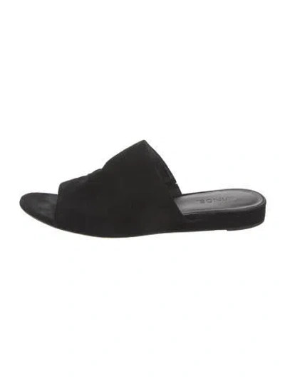 Pre-owned Vince Suede Slides In Black