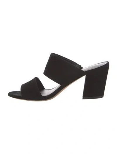 Pre-owned Vince Suede Slides In Black