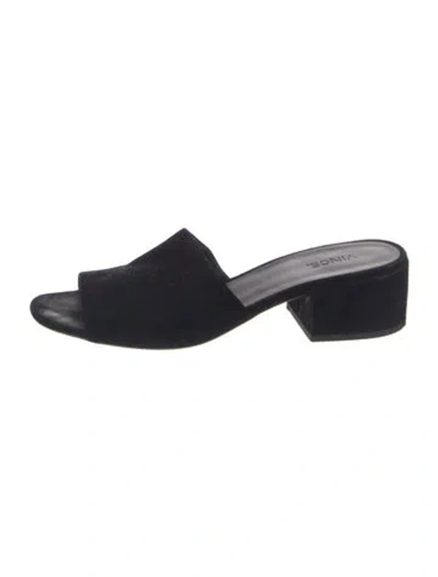 Pre-owned Vince Suede Slides In Black