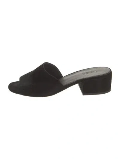 Pre-owned Vince Suede Slides In Black
