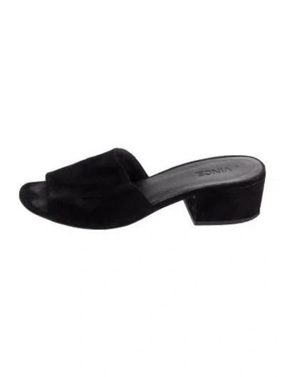 Pre-owned Vince Suede Slides In Black