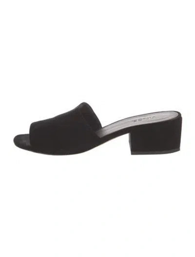 Pre-owned Vince Suede Slides In Black