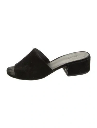 Pre-owned Vince Suede Slides In Black